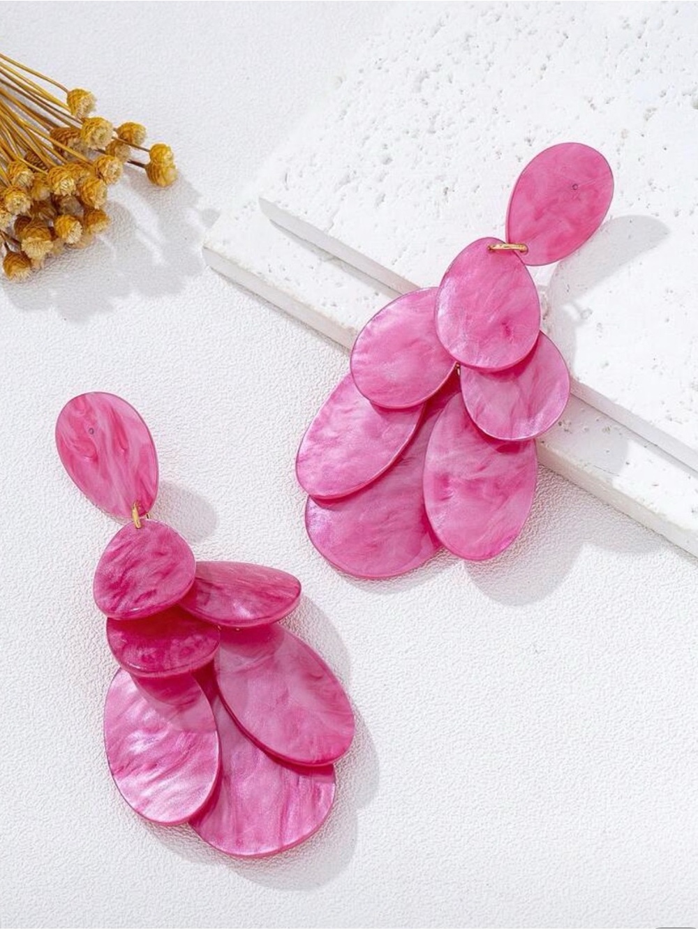 Pink Dangle Statement Earrings - Women Jewelry